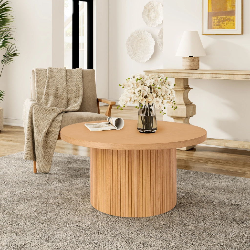 Tavolino da Caff¨¨ Rotondo in Legno Massello ¨C Xylo ¨C Naturale