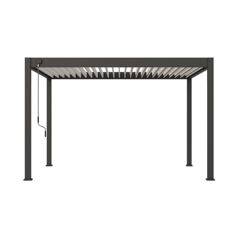 Pergola bioclimatica Ombréa autoportante VS - 3x4M bicolore + 1 tenda 4M bianca