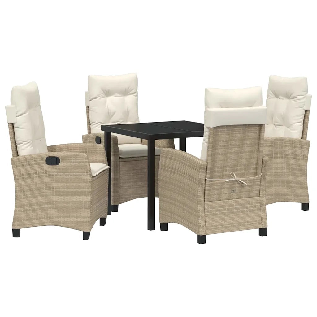 Set da Pranzo per Giardino con cuscino 5 pcs Beige polyrattan 3380394