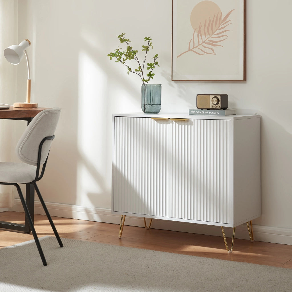 Credenza Multiuso Trondi Mobile Contenitore a 2 Ante 75 x 80 x 40 cm - Bianco [en.casa]