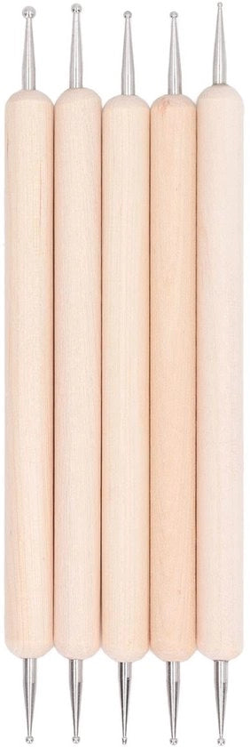 Set di Stilografici per Incisione - 5 Pezzi di Strumenti per Puntinatura - Doppia Testa - Manico in Legno - Acciaio Inossidabile - Per Ceramica e Scultura - Strumento per Puntinatura