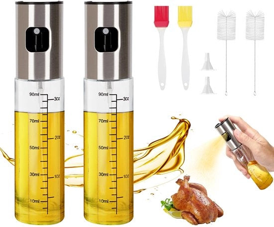 Set di pennelli da olio, 100 ml, per cucinare, grigliare, preparare insalate, cuocere (2 pezzi)