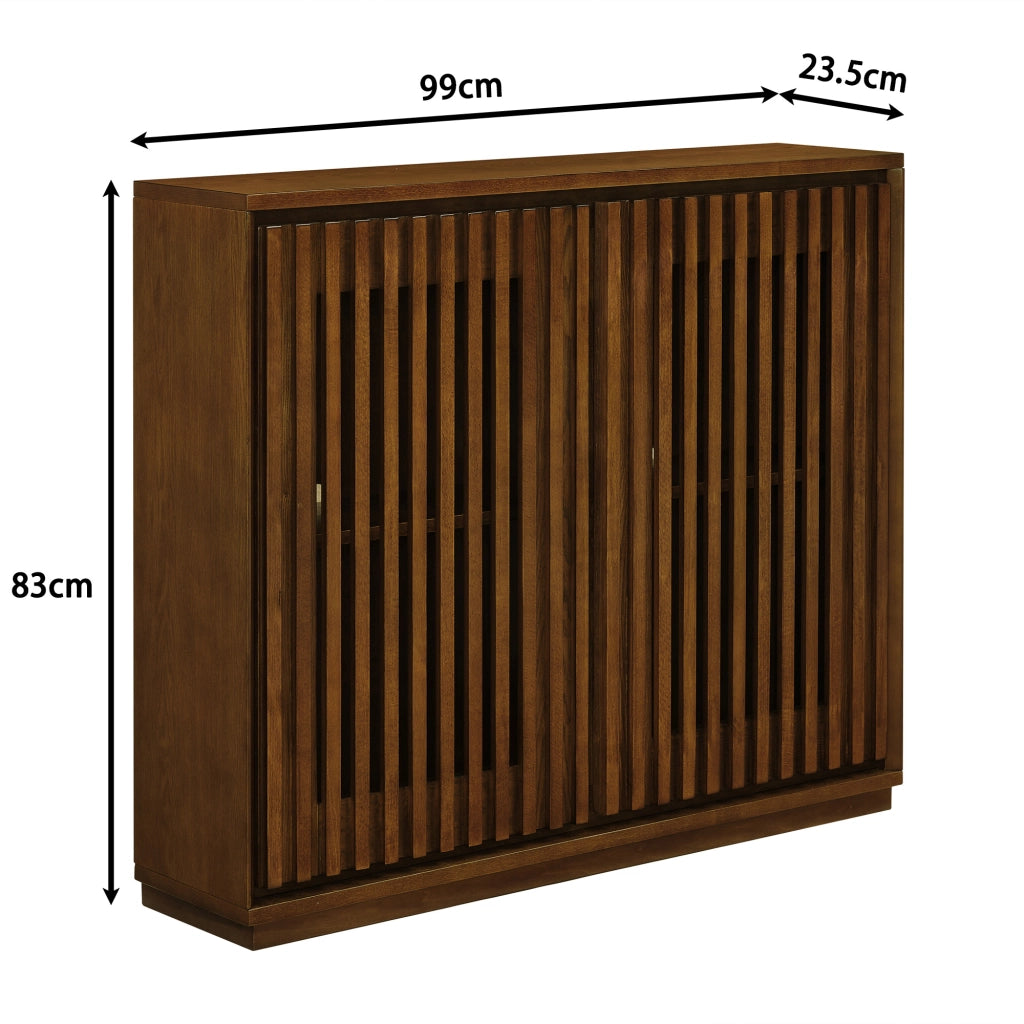 Credenza 99x23.5x82.6 cm con 2 aperture per prese in MDF noce