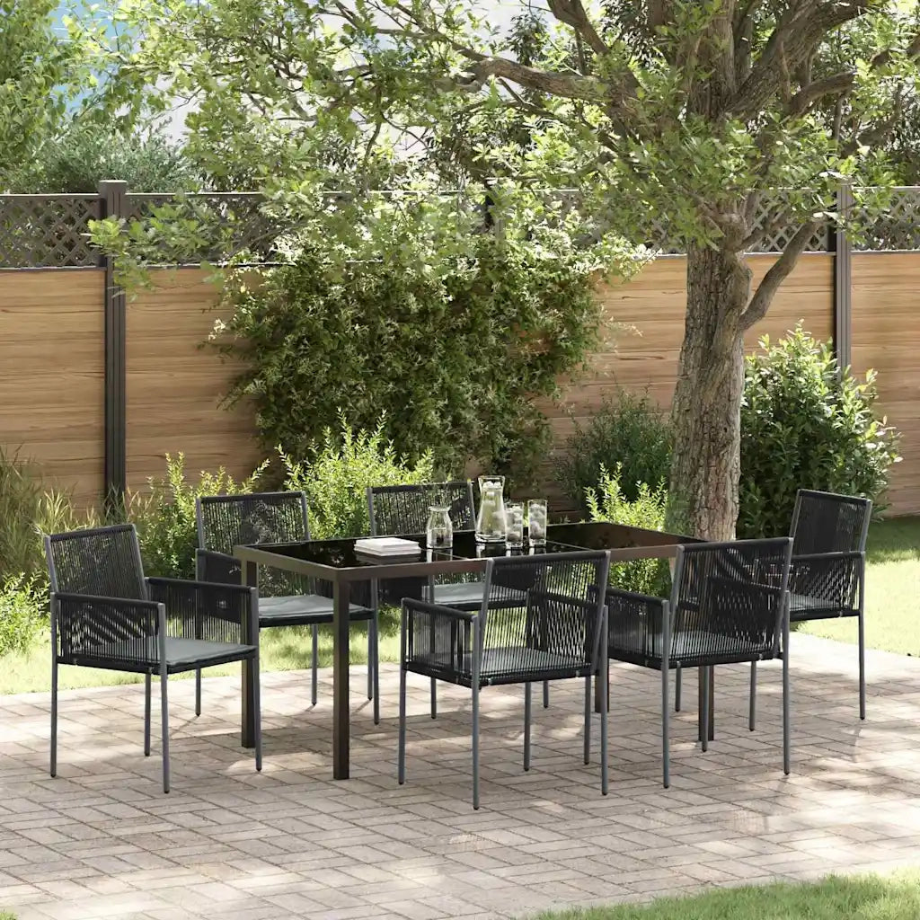 Set da Pranzo per Giardino 7 pcs Nero Rattan in PE 3379111