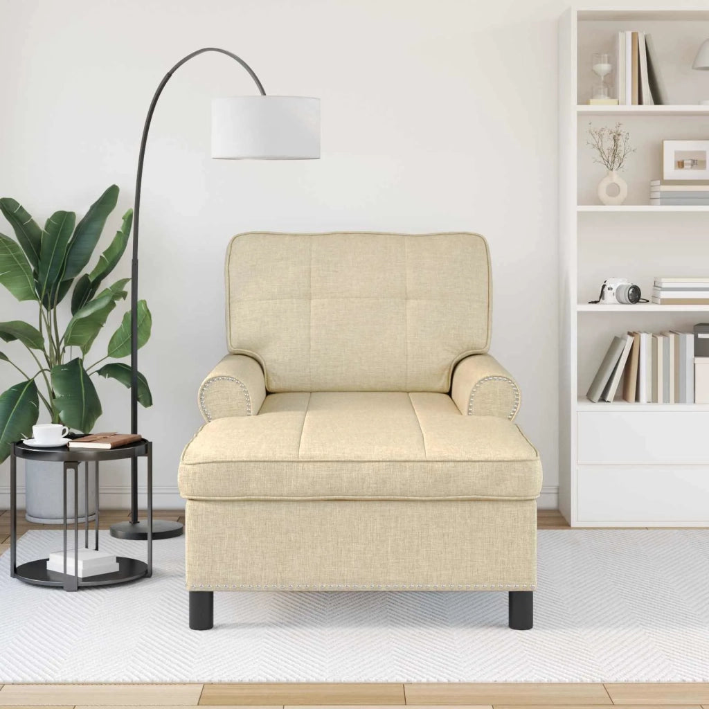 Chaise Lounge con cuscino Crema 91 x 157 x 91 cm Tessuto