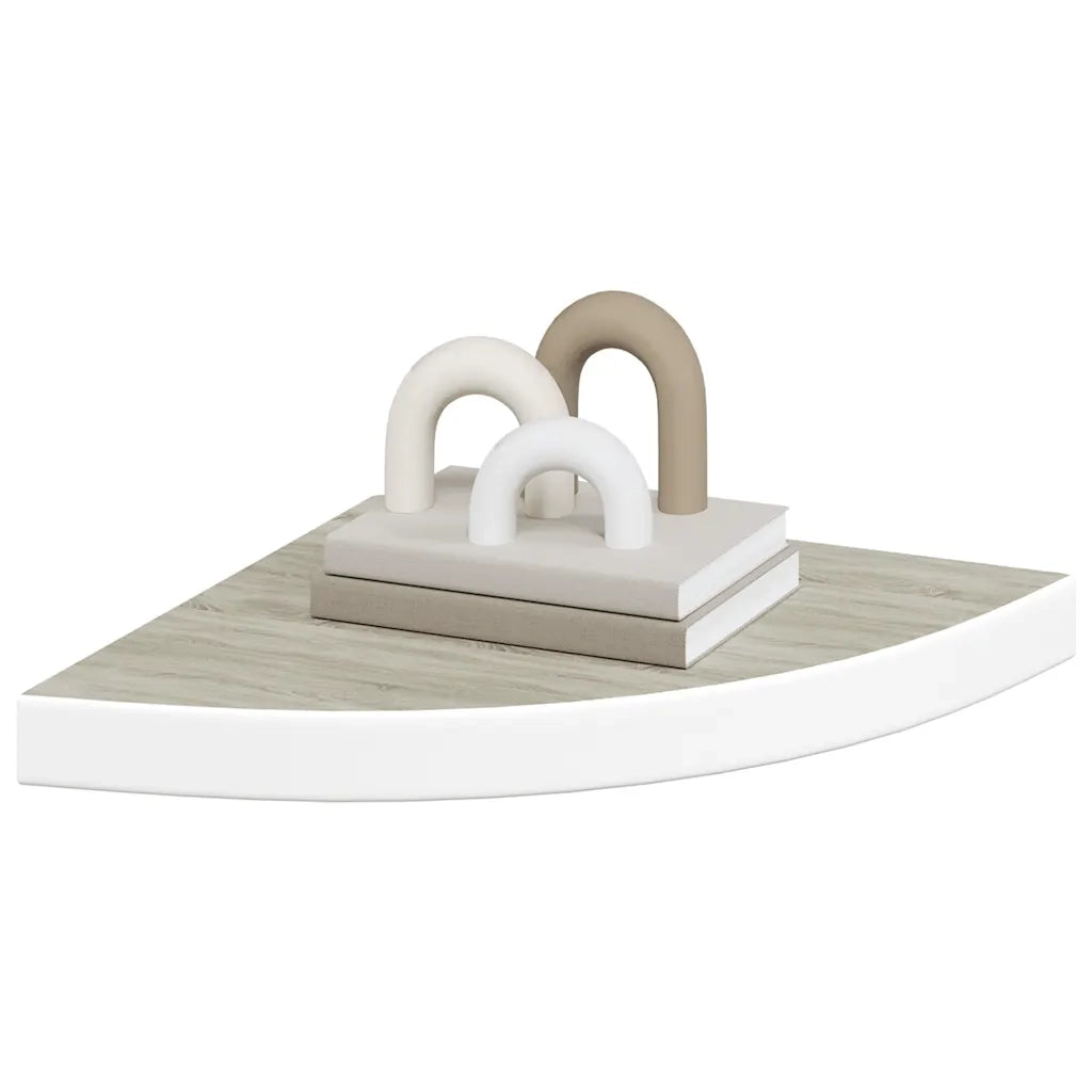 Mensole Angolari 4 pz Rovere e Bianco 35x35x3,8 cm in MDF 326641