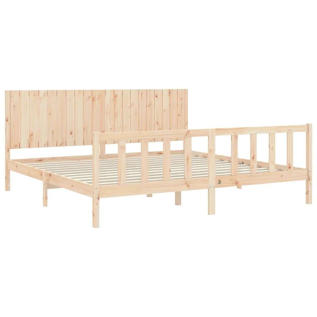 Giroletto senza Materasso-Struttura Letto 200x200 cm in Legno Massello di Pino 687569