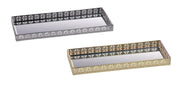 1 Pezzo Vassoio in Metallo e Vetro Rettangolare Oro o Argento 35 x 14 cm 2 Colori