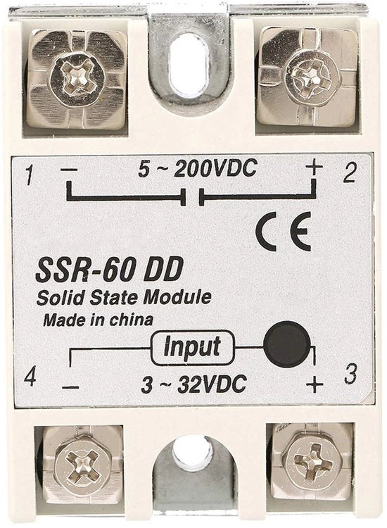 Corona d'oro - Relè a semiconduttore - Relè SSR-60DD - 60A per applicazioni DC - Formato compatto - Interruttore affidabile - Adatto per diverse applicazioni