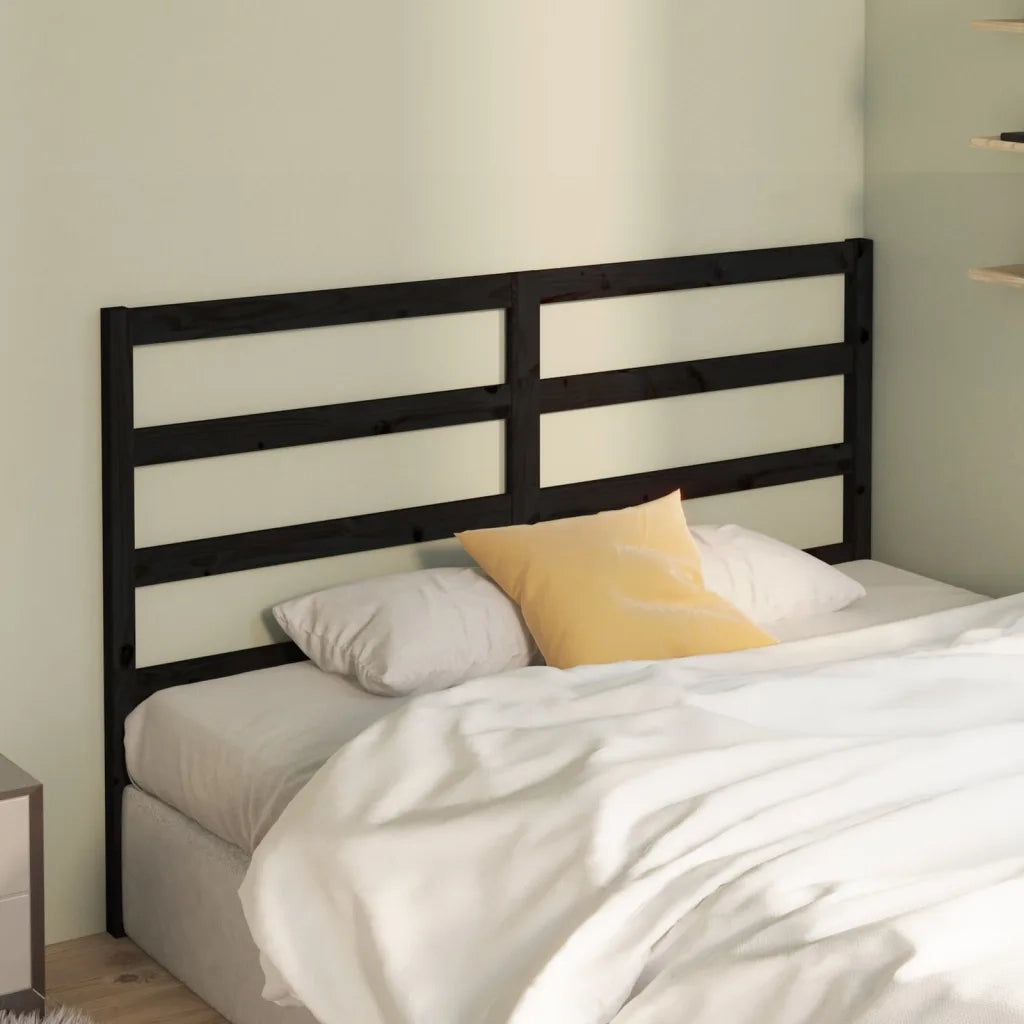 Testiera per Letto-Testata-Testiera Decorativa Nera 166x4x100 cm in Legno Massello di Pino 219772