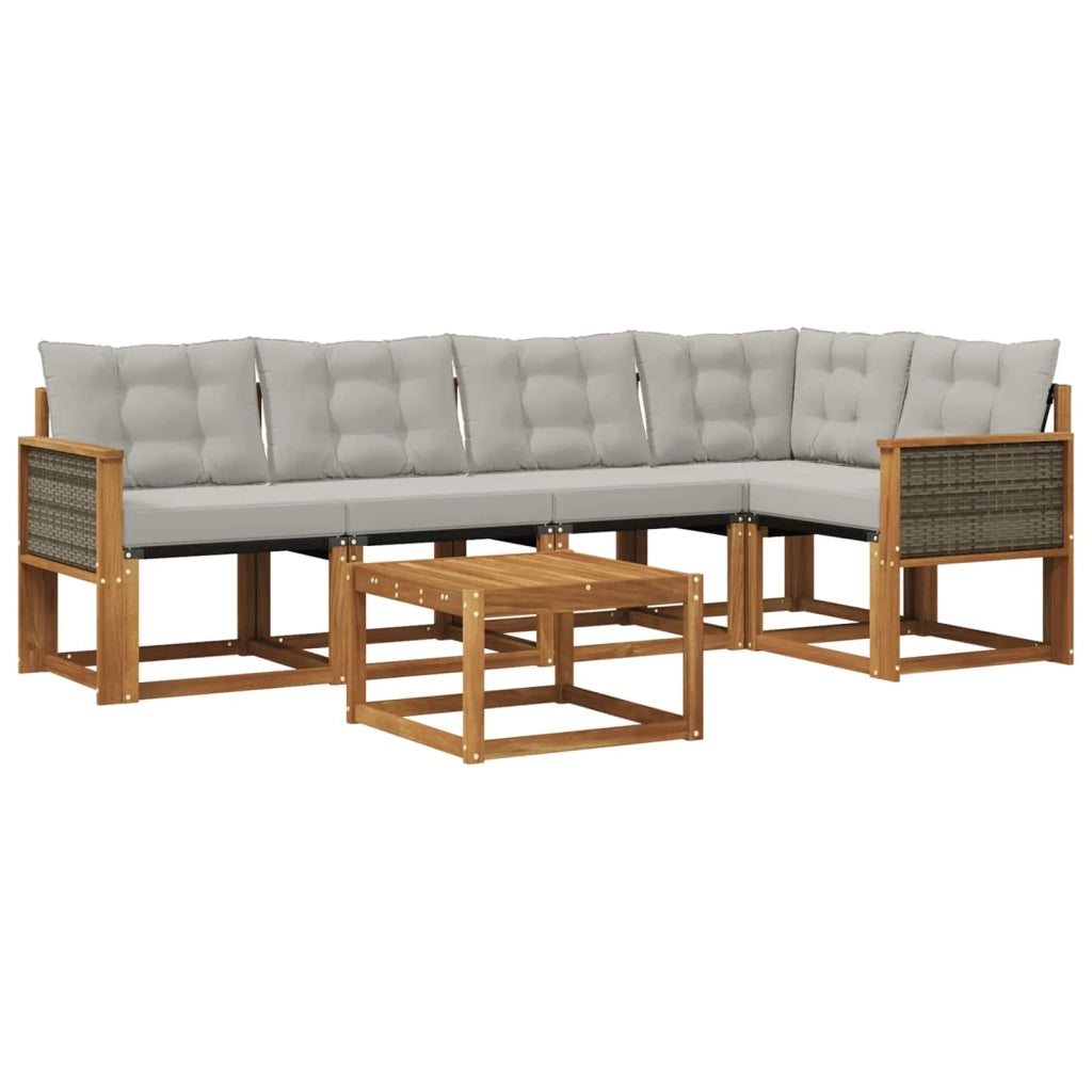 Set di divani da esterno 6 pz Naturale e Grigio Chiaro 3381963