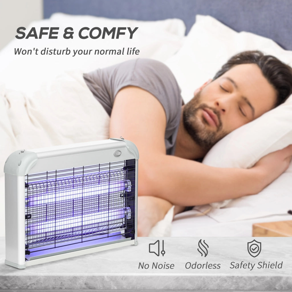 EasyComfort Zapper per Insetti e Zanzare da 20W a Luci LED UV con Vassoio Rimovibile, in ABS e Metallo, 39x8x28 cm