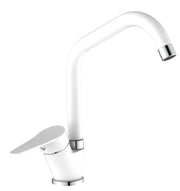 Miscelatore per cucina in ottone bianco, canna a ponte