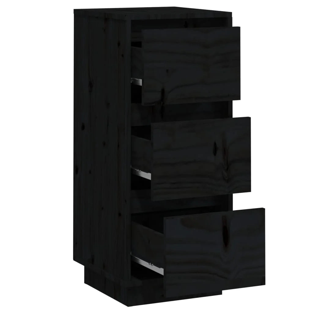 Buffet credenza cassettiera armadio mobile contenitore organizer per cucina soggiorno salotti set da 2 32 x 34 x 75 cm legno massello di pino nero 02_0036896
