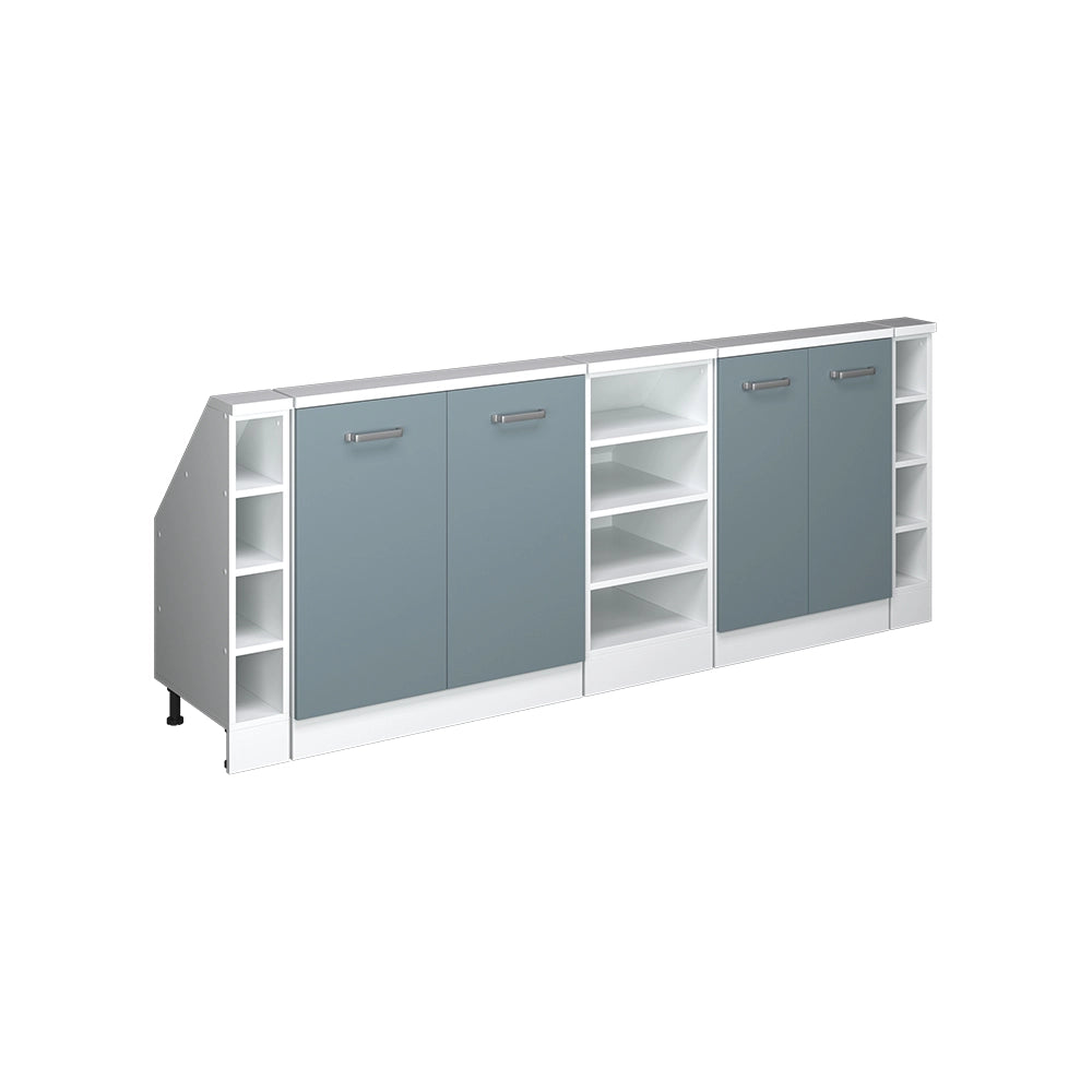 Mobile cucina sottotetto R-Line Grigio-blu/Bianco 210 cm Set di 5 Vicco