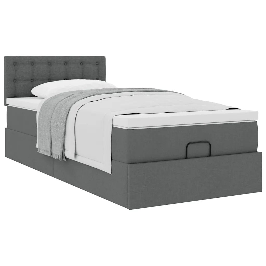 Pouf Letto con Materasso Grigio Scuro 90x200 cm in Tessuto 3311595