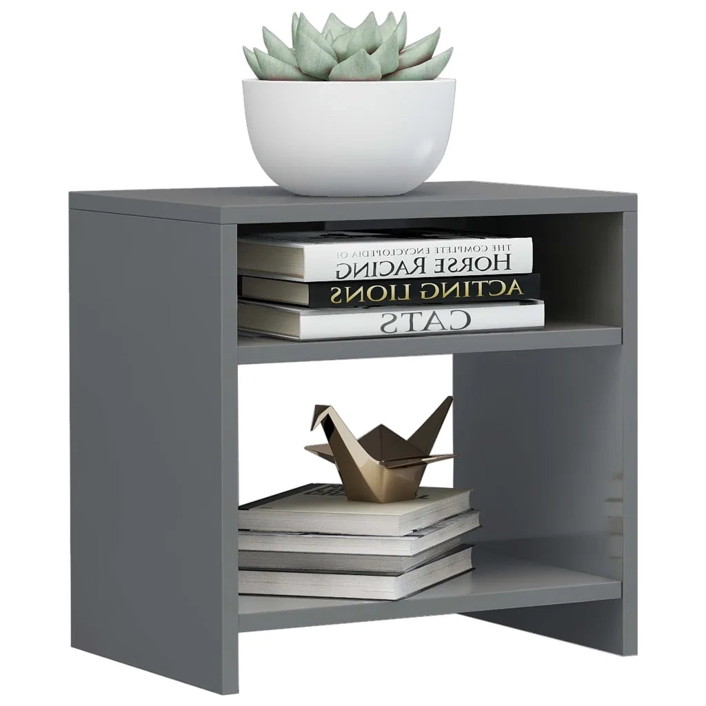 Comodino Grigio Lucido 40x30x40 cm in Legno Multistrato 800025