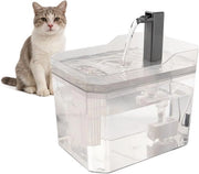 Fonte d'acqua per gatti trasparente 1,5L – Pomp silenziosa, facile da pulire – Adatto per gatti e piccoli cani