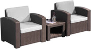 Le Stelle Set Salotto da Giardino in Polyrattan da 3 Pezzi, 2 Poltrone da Esterno, Tavolino e Cuscini Cioccolato
