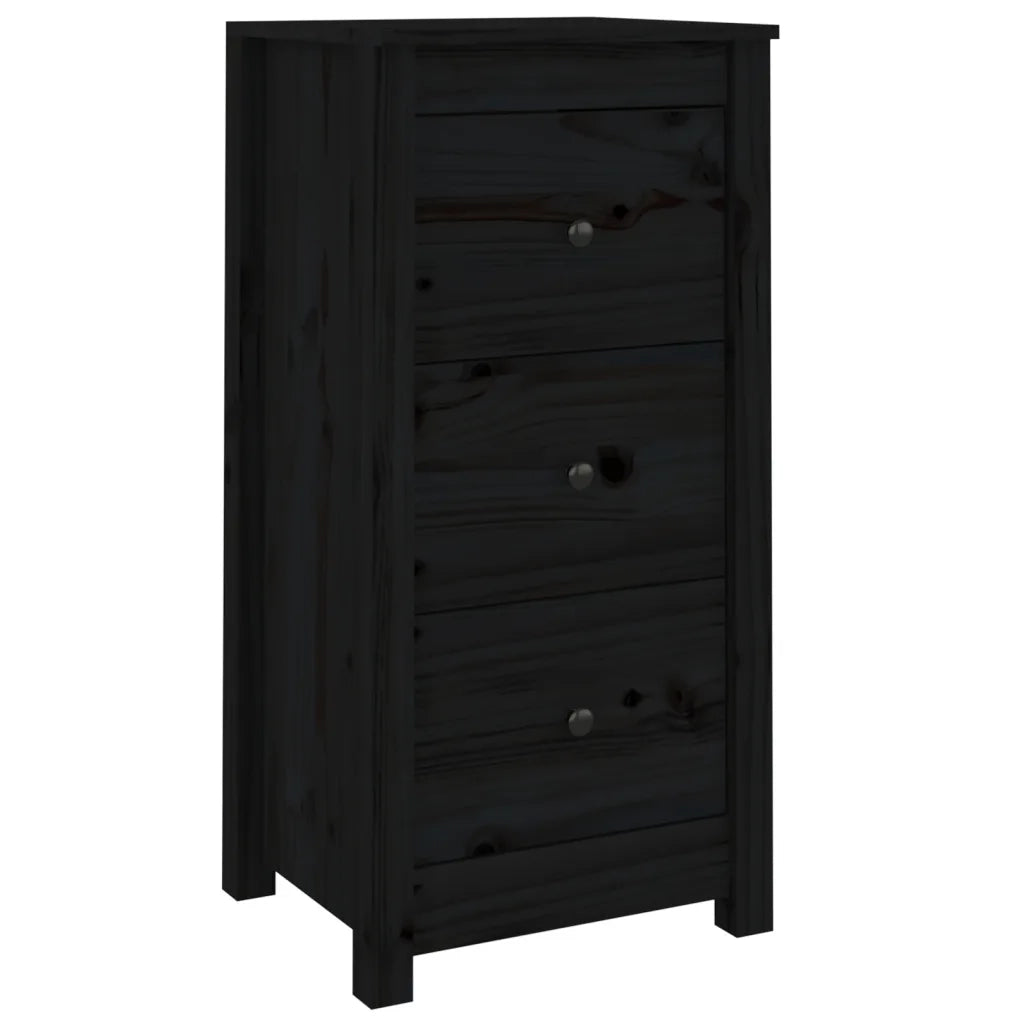 Credenze 2 pz Nere 40x35x80 cm in Legno Massello di Pino 813748