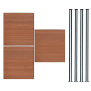 Pannelli Recinzione x3 + 4 Pali Alluminio LED Marrone Doghe PVC 185cm