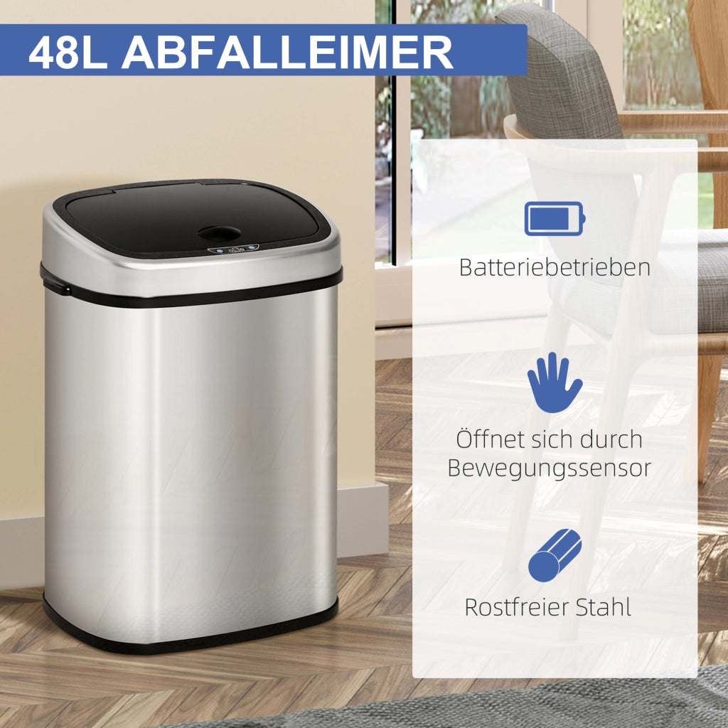 PATTUMIERA AUTOMATICA 48 L IN ACCIAIO ARGENTO 40,5x29,5x57 cm