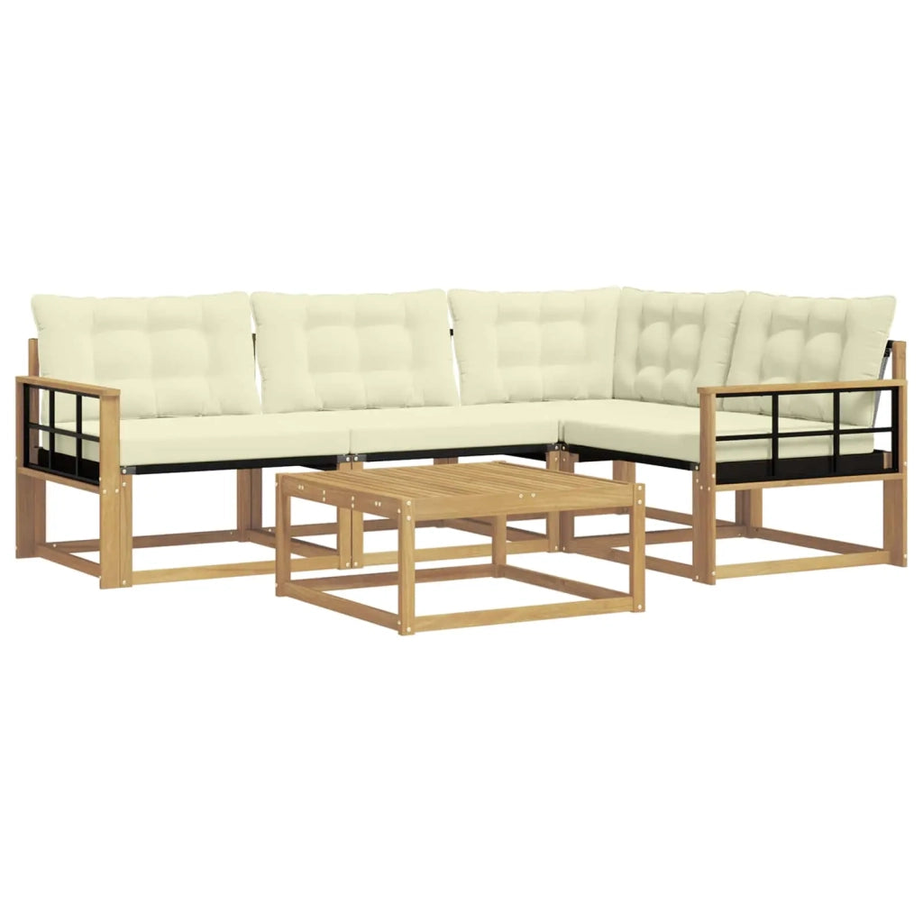 Set di divani da esterno 5 pz Bianco e Crema 3388664