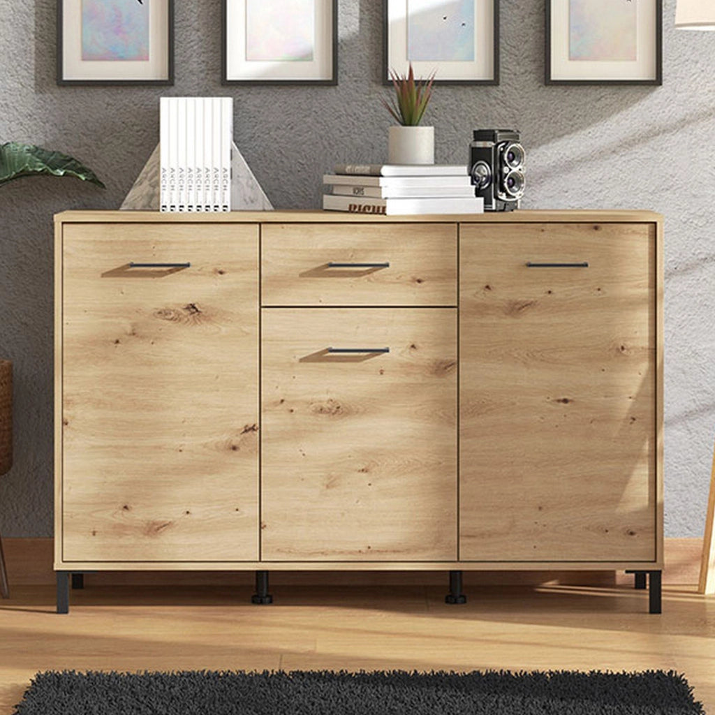 Madia Laerru, Credenza un Cassetto, 138x40x90h cm Marrone Rovere Nodi