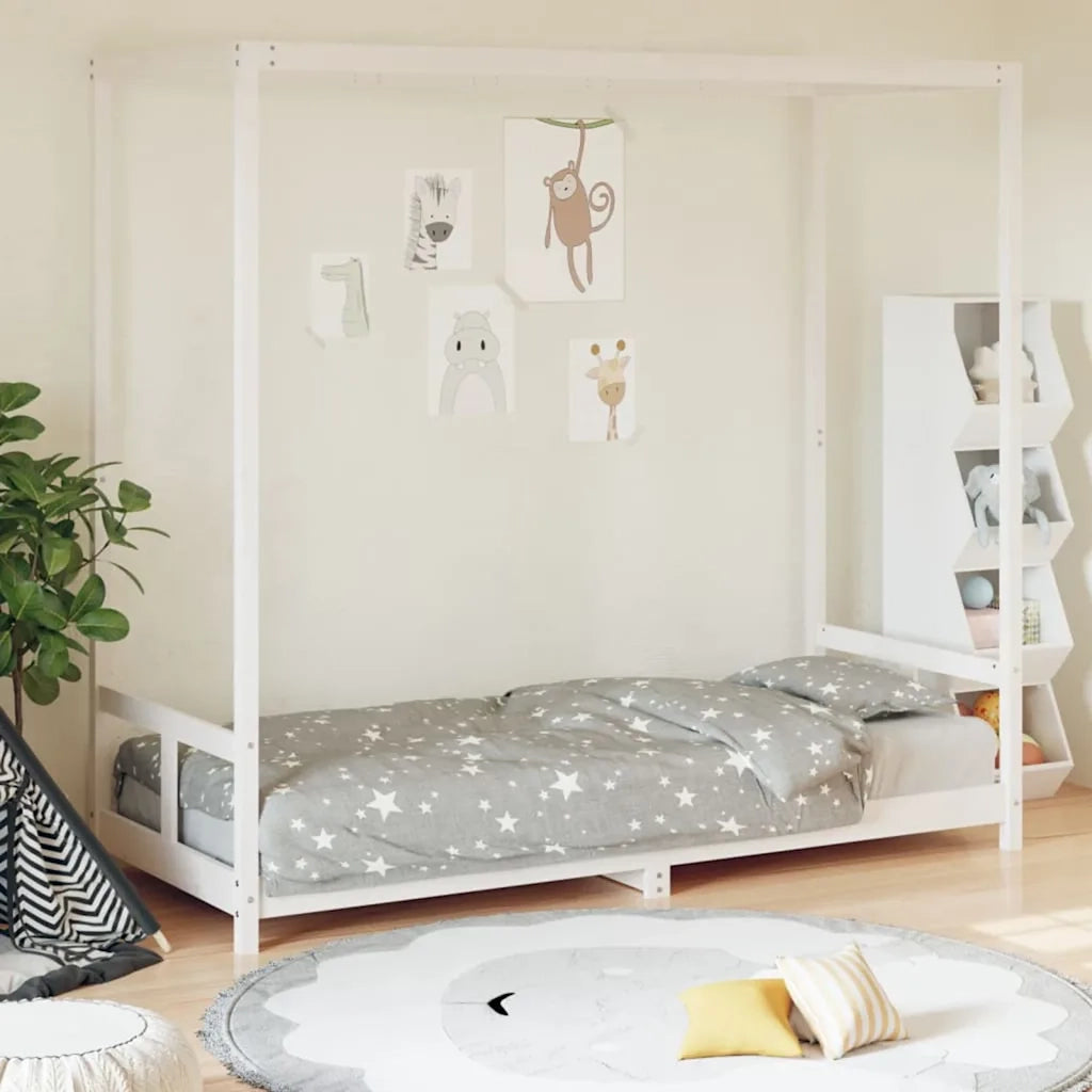 Giroletto per Bambini | Letto Infantile | Lettino Bianco 80x200cm in Legno Massello di Pino