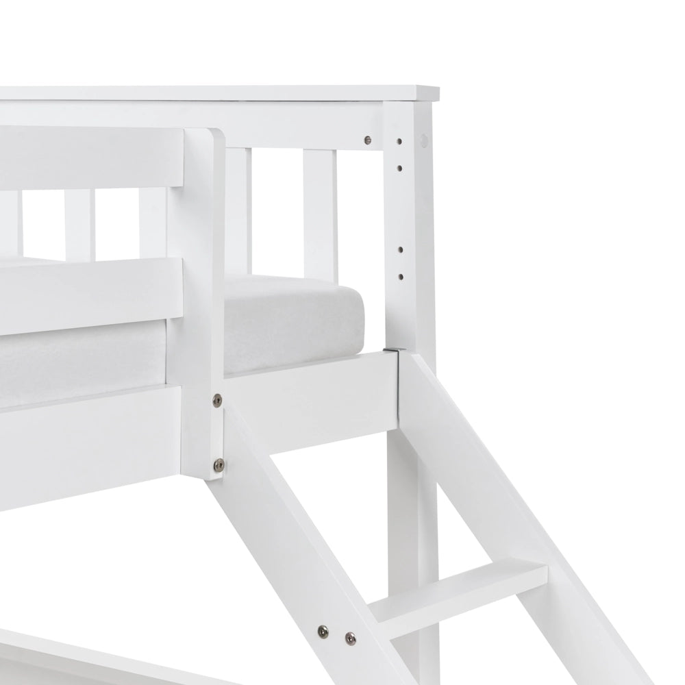 Letto a castello per bambini struttura in legno bianco 90/140 x 200 cm cameretta