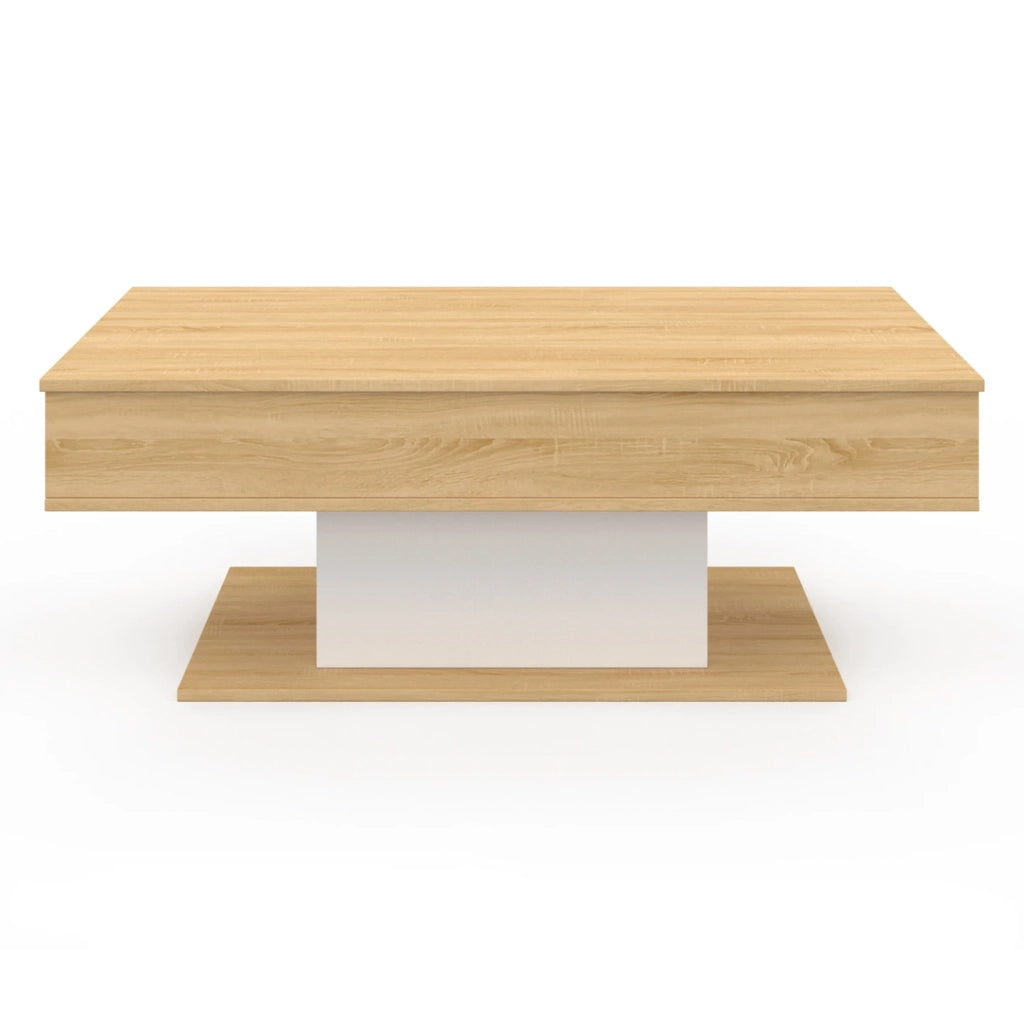 IDMarket - Tavolino rettangolare alzabile EDEN in legno e bianco