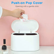 Mini prullenbak con coperchio, 1,5L, bianco, resistente agli odori, in plastica leggera.