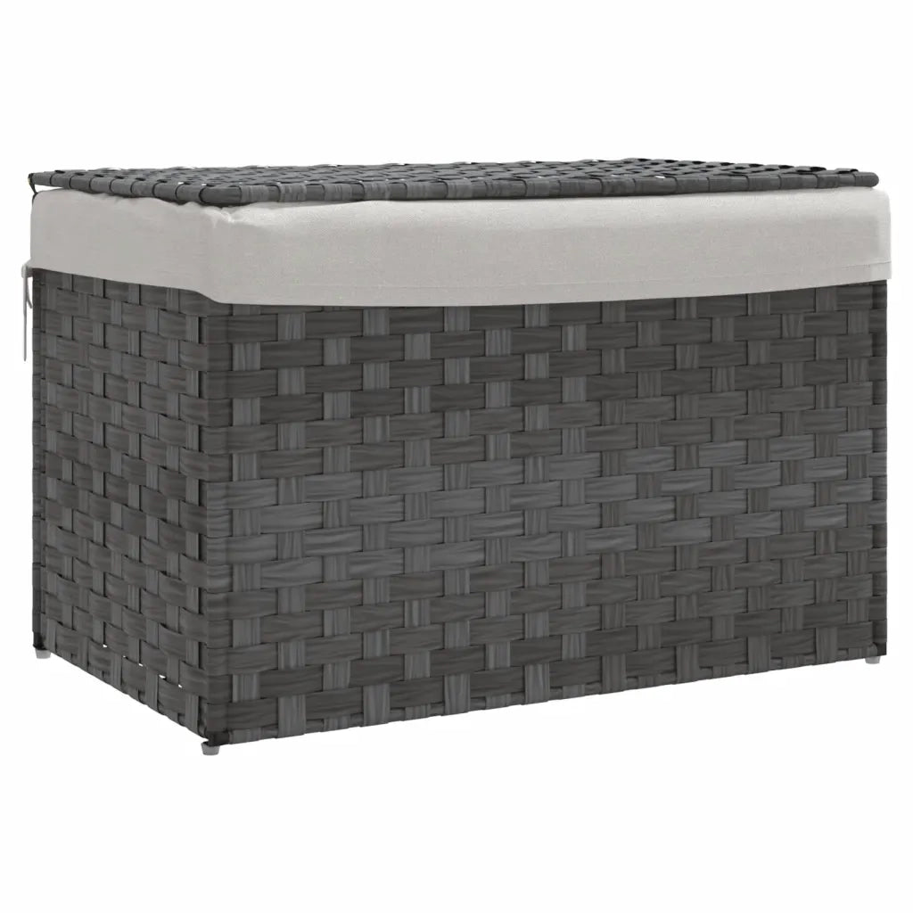 Cesto Portabiancheria Coperchio Grigio 55,5x35x34 cm Polyrattan 372051