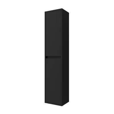 Colonna bagno sospesa 140 cm nero satinato ripiani regolabili Gaya