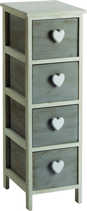 C656134 - CASSETTIERA 4 CASSETTI C/CUORE GRIGIA
