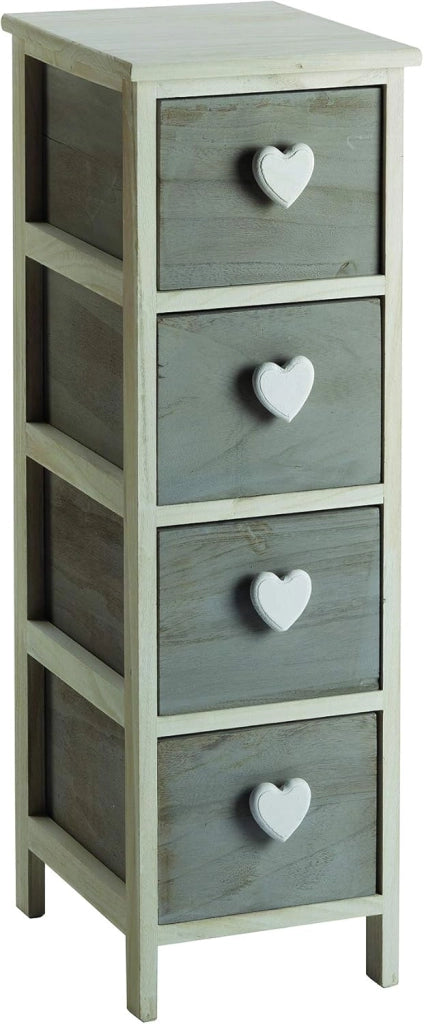 C656134 - CASSETTIERA 4 CASSETTI C/CUORE GRIGIA