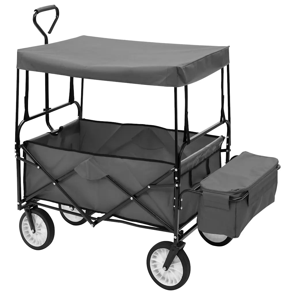 Carrello Pieghevole a Mano con Tettuccio in Acciaio Grigio CFW7473749