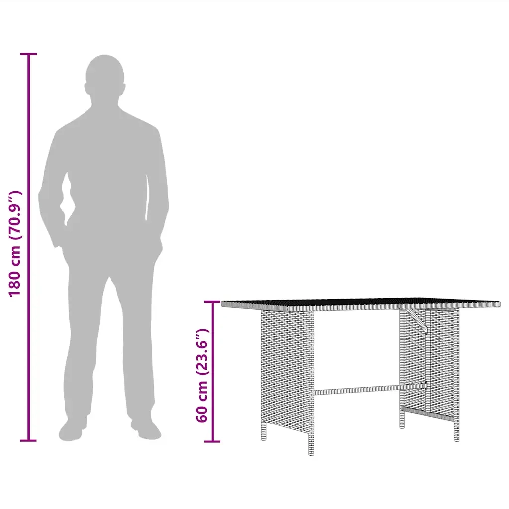 Tavolo da Pranzo da Giardino Nero 110x70x65 cm in Polyrattan 313511