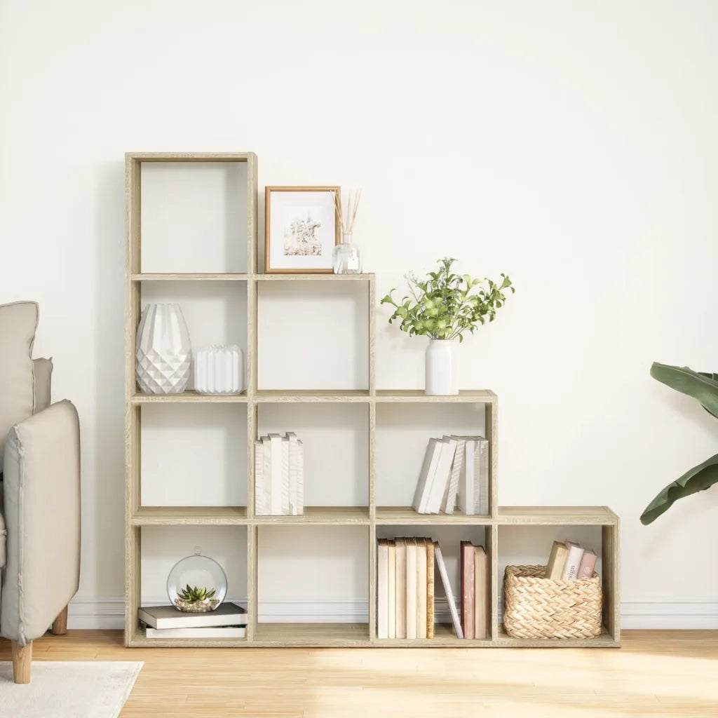 Libreria 4 Ripiani-Scaffale per Libri-Mobile di Stoccaggio Rovere Sonoma 131,5x29x131,5 cm Truciolato