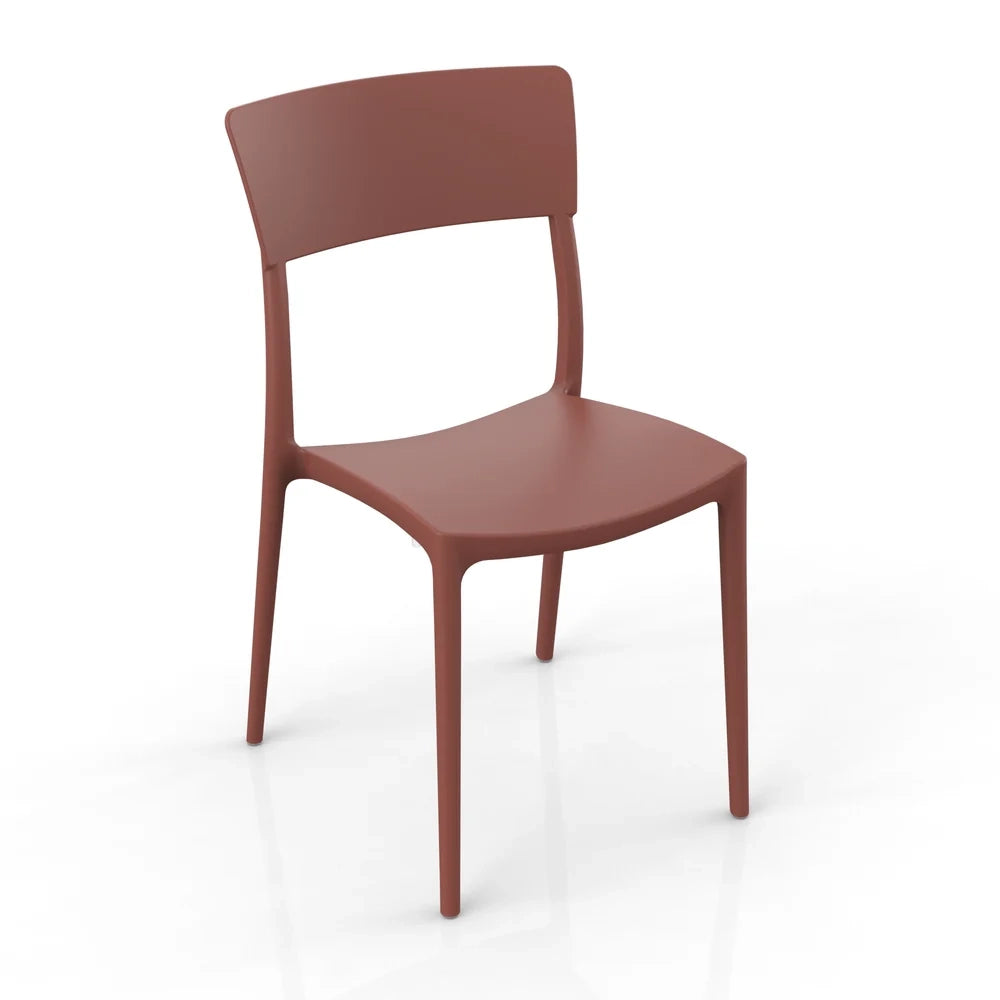 Set 4 sedie in polipropilene 100 %Made in Italy ZEN, impilabile, resistente ai raggi UV, design moderno, ideale per sala da pranzo, cucina, sala d’attesa, bar, ristoranti o da esterno colore Mattone