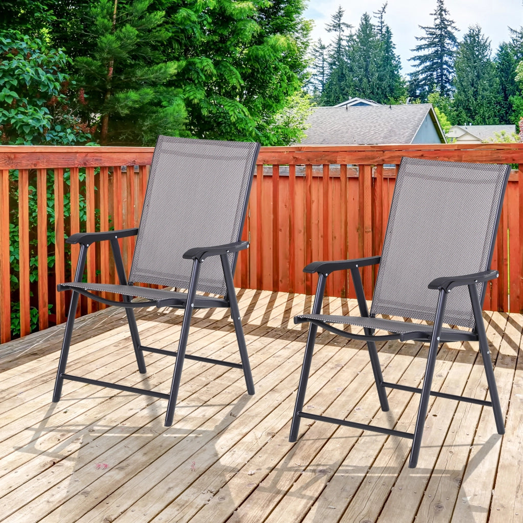Sedia Pieghevole da Giardino ¨C zephmum ¨C Grigio 58x64x94 cm