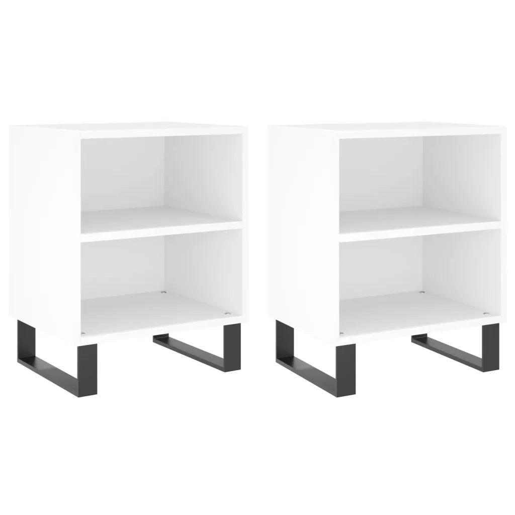 Comodini 2 pz-Set di 2 Tavolino da notte Bianchi 40x30x50 cm in Legno Multistrato 634909