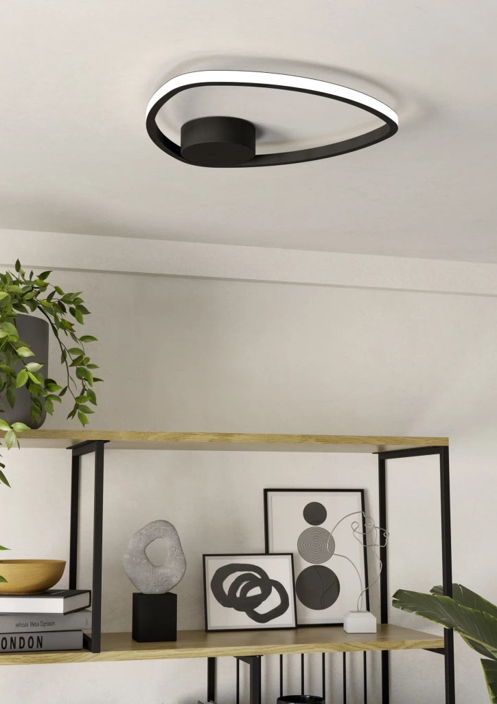 Plafoniera Moderna Moschella Metallo Nero Plastiche Bianche Led 9,7W 1440Lm Ip20