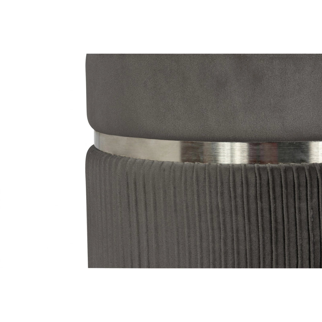 Set 2 Pouf Contenitori Zora in Velluto Grigio e Argento