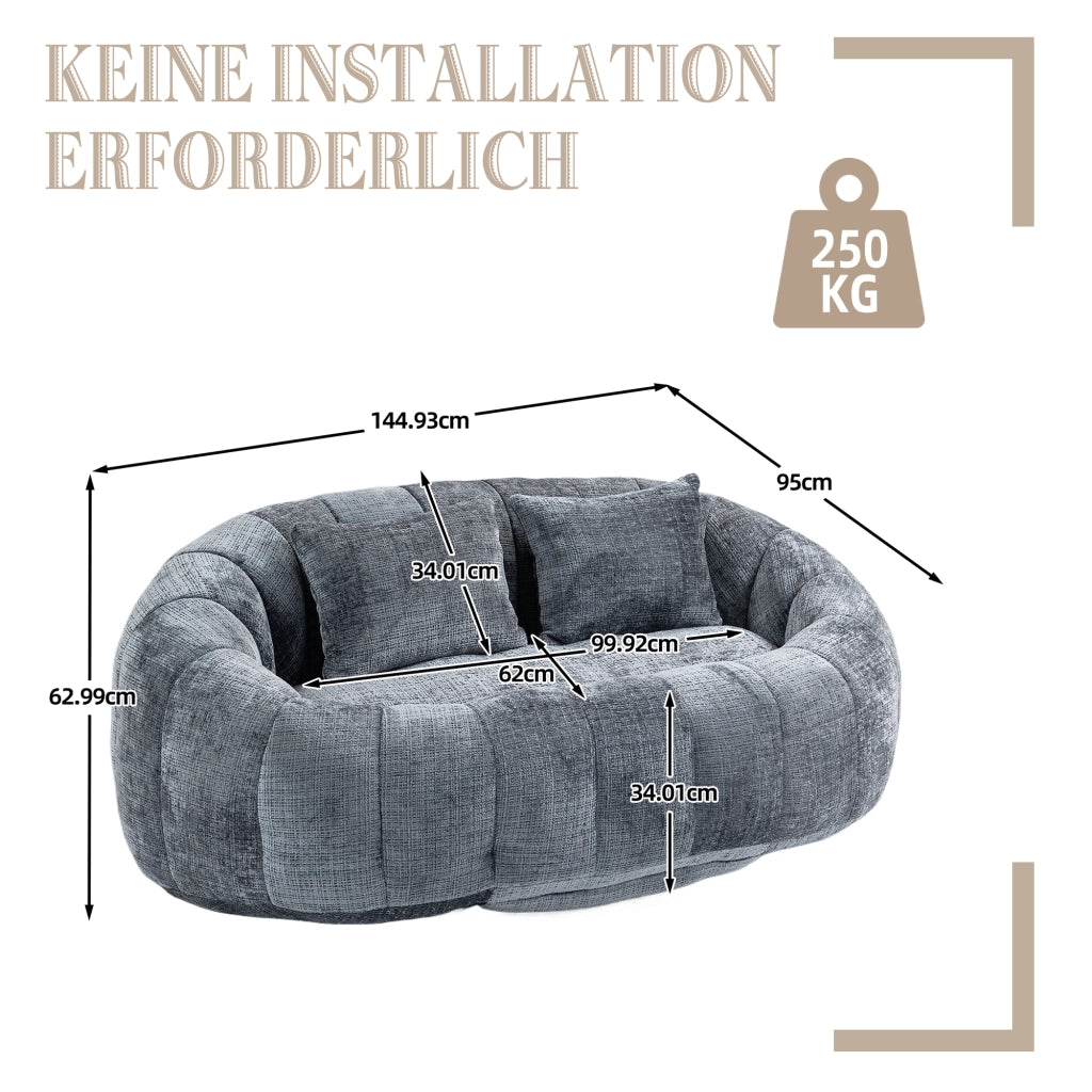 OKWISH Poltrona Pouf con Schienale Alto e Braccioli, Seduta da Pavimento per Gioco e Relax, Ciniglia, Grigio