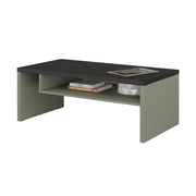 Tavolino basso HAVANA – Verde salvia e nero – Piano nero opaco – Con nicchia – Design moderno