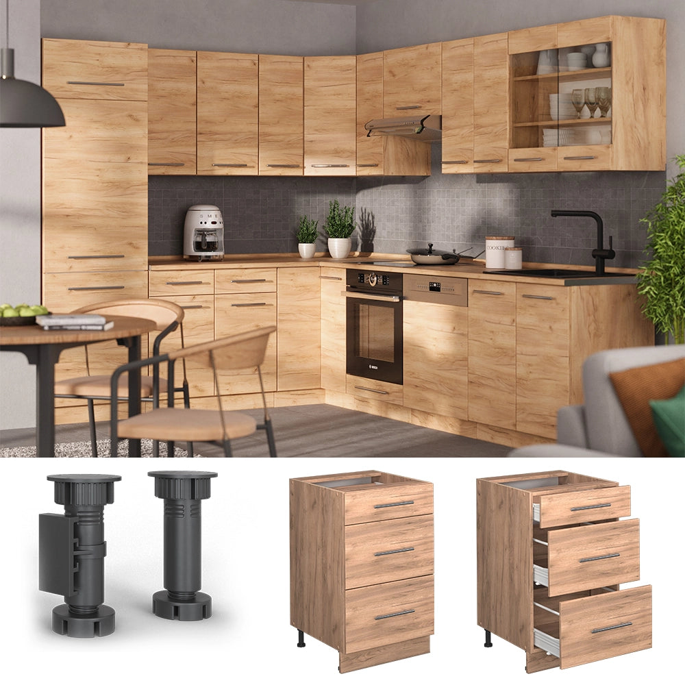 Vicco Mobiletto base per cucina Quercia dorata 50 cm , PL Rovere