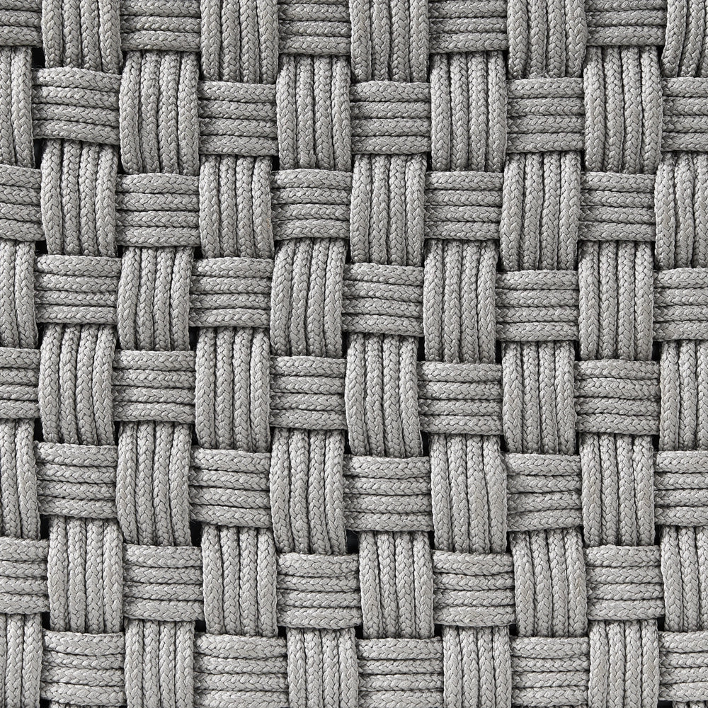 Pouf da giardino grigio in materiale sintetico 50 x 50 cm Pouf da esterno intrecciato a mano in stile boho