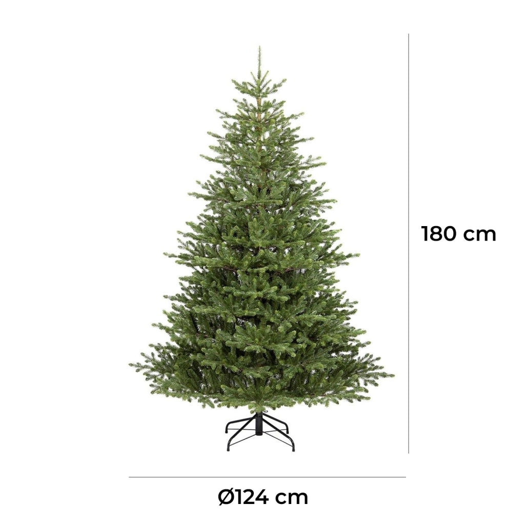 Albero di Natale Artificiale Realistico 180 cm 836 Rami Montaggio a Ombrello Verde