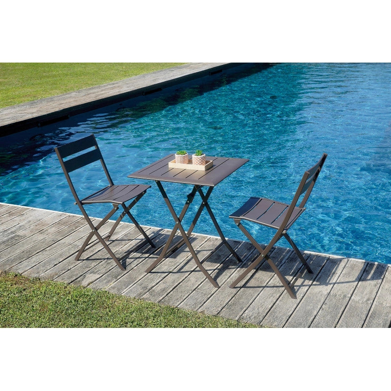Tavolo Lucca in alluminio pieghevole 60 x 60, colore chocolate Moia